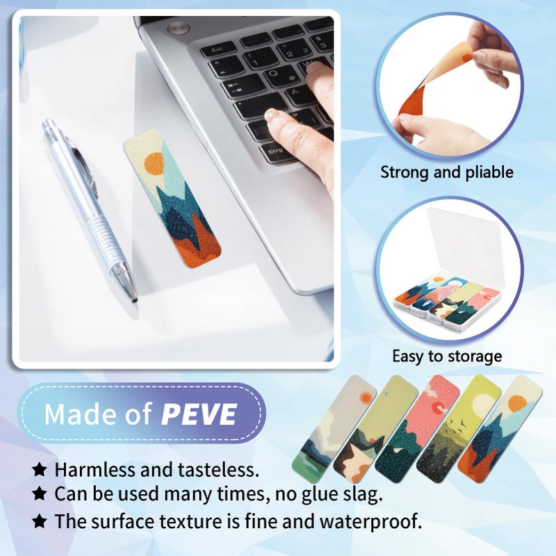 TOEMUR 48 Pieces Anxiety Sensory Stickers with Storage Box - Sensory Strips 2 Textured Surface Adhesives Fidget Strips for Office & Classroom Desk Relieve Adult & Teen Stress (Landscape Style) - Image 4